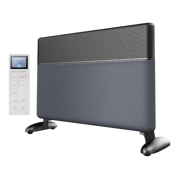 1500W Black Indoor Electric Panel Heater Convection Inverter Quiet Space Heater w WiFi App Alexa Control for Large Room