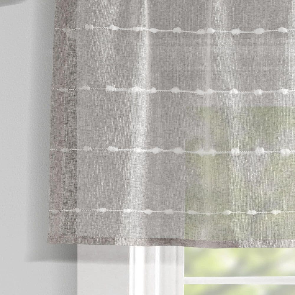 Gray Textured Sheer Rod Pocket Valance, 52"W x 18"L