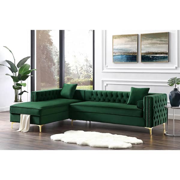 Inspired Home Olivia Hunter Green, Green Sectional Sofa Living Room