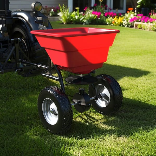 80 lb. Capacity Towed Spreader, Tow-Behind Broadcast Fertilizer Spreader, Garden Seeder for Seed,Fertilizer and Ice Melt