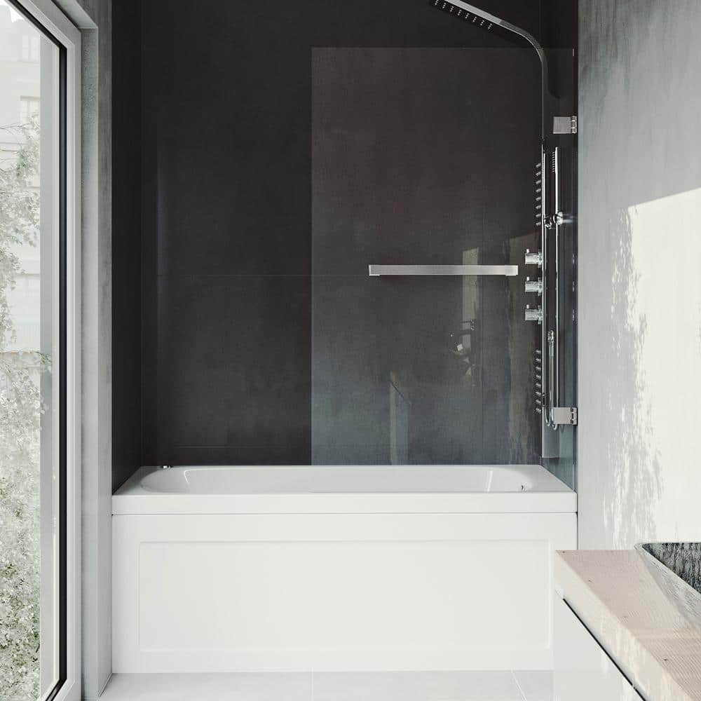 Rialto 34" x 58" Frameless Stainless Steel Tub Door with Clear Glass