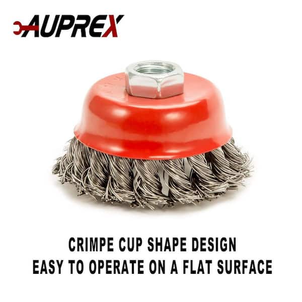 AUPREX 6-Pack Wire Wheel Set For Angle Grinder - 4" Wire Wheels & 3" Wire Cup Brushes, Knotted Carbon Steel For Removing Rust, Paint, Welds | 5/8-11 Arbor - View #2