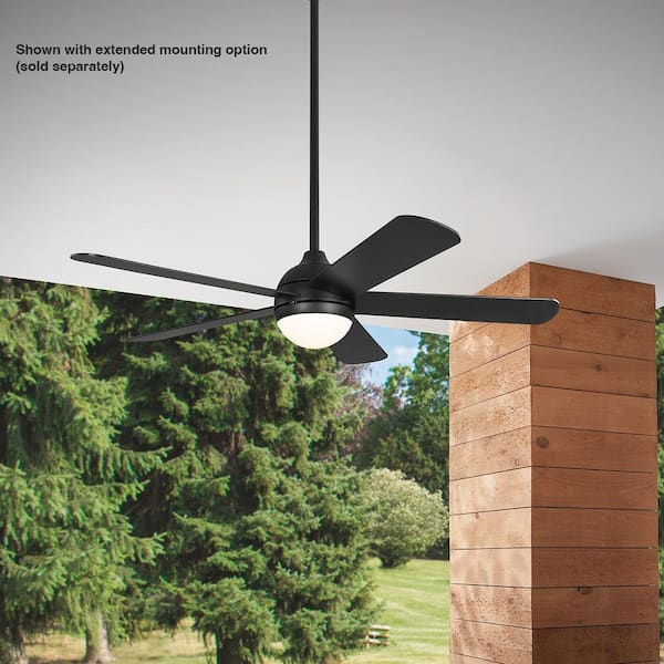 Morland 52 in. Smart Indoor/Covered Outdoor Matte Black Ceiling Fan with Remote and Integrated LED Powered by Hubspace