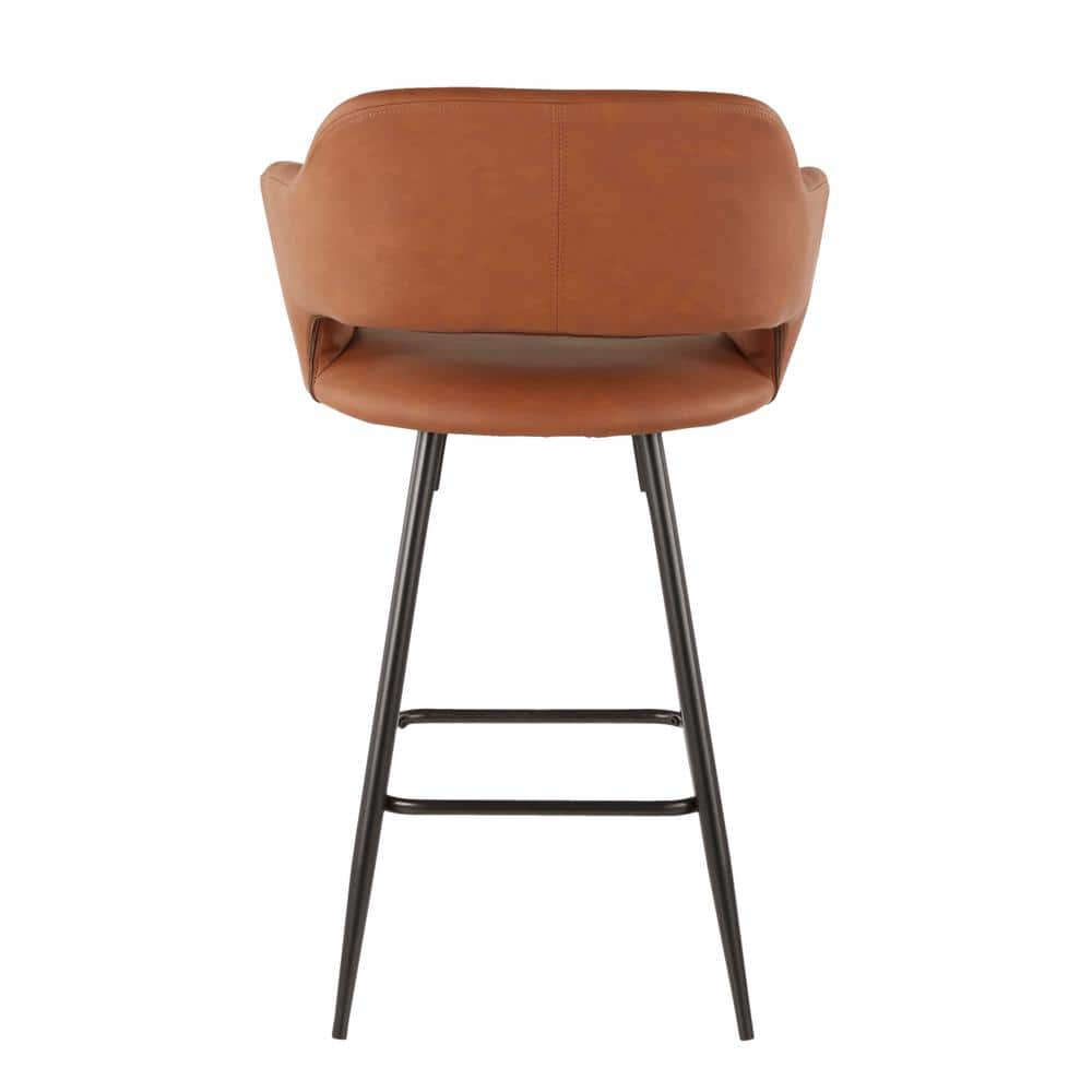 Contemporary Black Metal and Brown Faux Leather Counter Stools