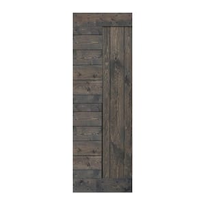 L Series 28 in. x 84 in. Smoky Gray Finished Solid Wood Barn Door Slab - Hardware Kit Not Included