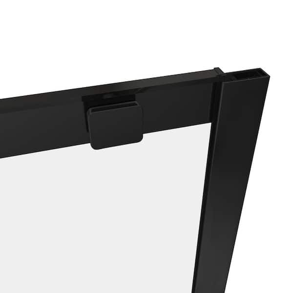 60 in.W x 74 in.H Freestanding Single Sliding Frameless Shower Enclosure in Matte Black Finish with Tempered Clear Glass