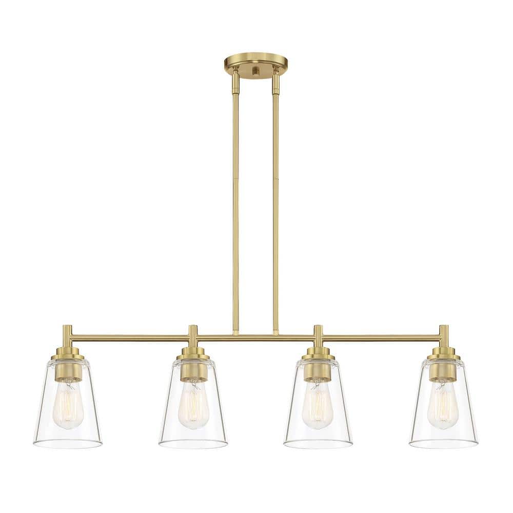 Westin 34'' Brushed Gold Modern Indoor/Outdoor Island Light with Clear Glass