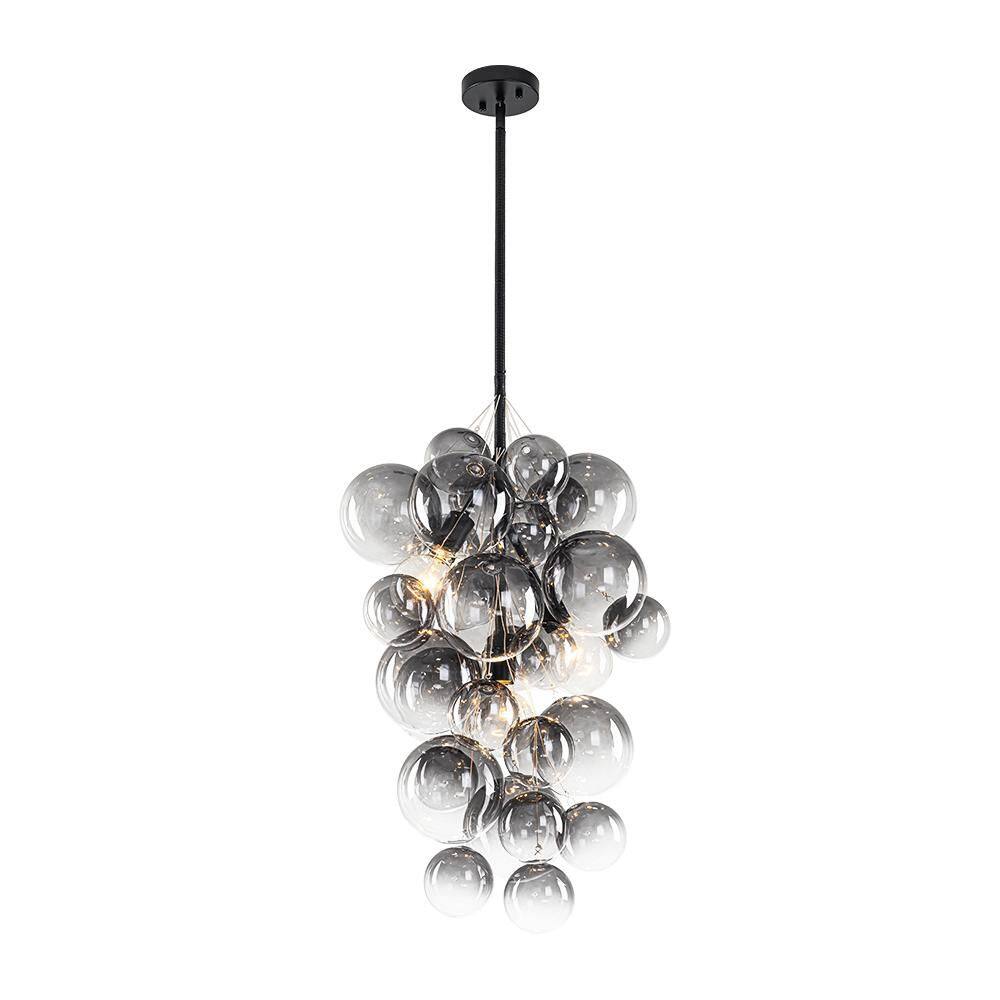 Verdelle 3-Light Modern Matte Black Grape Cluster Bubble Chandelier with Gradient Smoke Gray Glass Globes Pendant Light price history on PriceWatchPro
