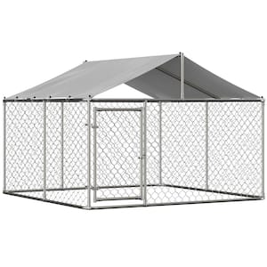 71 in. x 118 in. x 118 in. Metal Heavy-Duty Freestanding Dog Kennel Pet Cage with Waterproof Roof