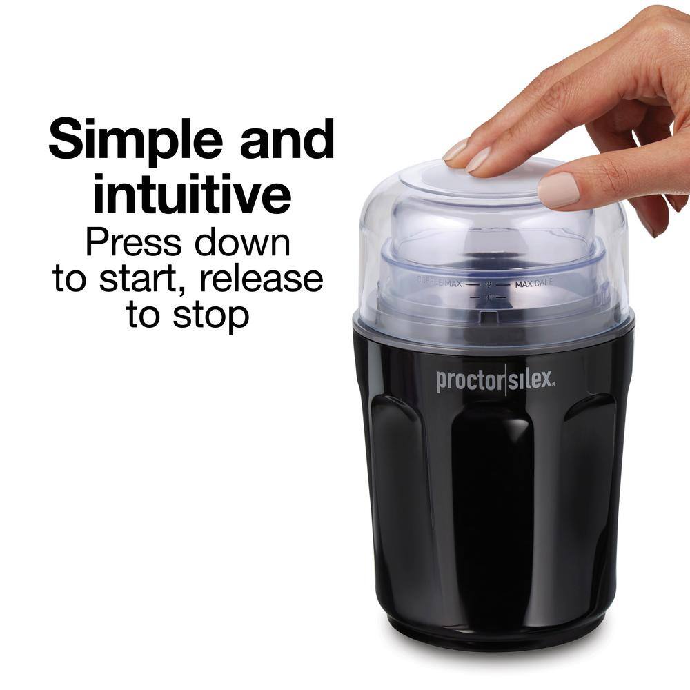 Proctor Silex Black Electric Blade Coffee Grinder with Sound Shield