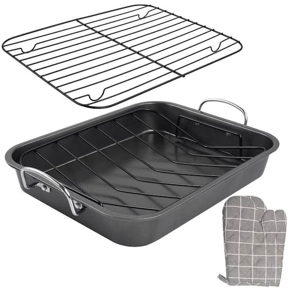 Nonstick Heavy Duty Carbon Steel Micro-Textured Single Rectangular Roasting Pan with Smooth Edges for Oven