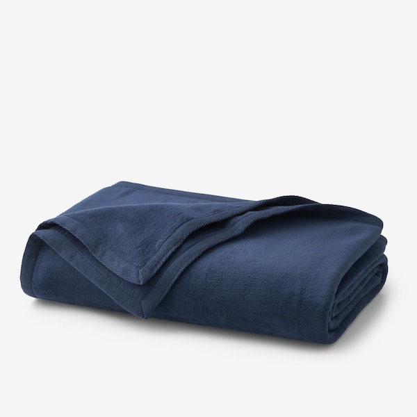 The Company Store Cotton Fleece True Navy Cotton Twin Blanket