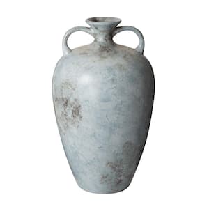 20 in. Mottled Starling Earthenware Decorative Vase in Blue