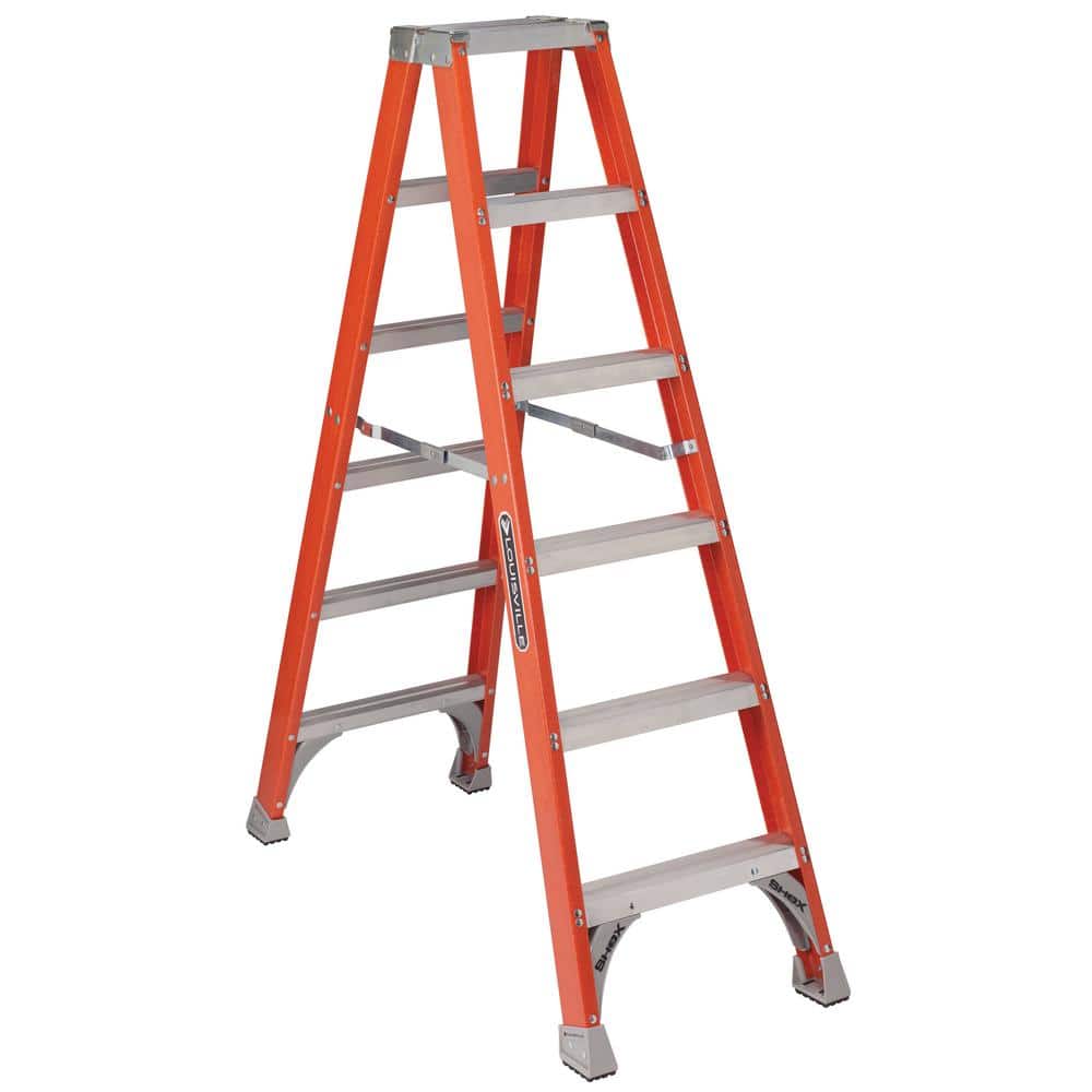 Louisville Ladder FH1006 300-Pound Duty Rating Fiberglass Shelf Ladder,  6-Foot