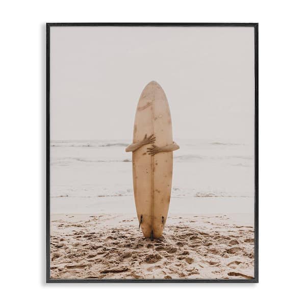 Stupell Industries Surf Ready Board by LSR Design Studio Black Framed Sports Giclee Art Print 14 in. x 11 in.