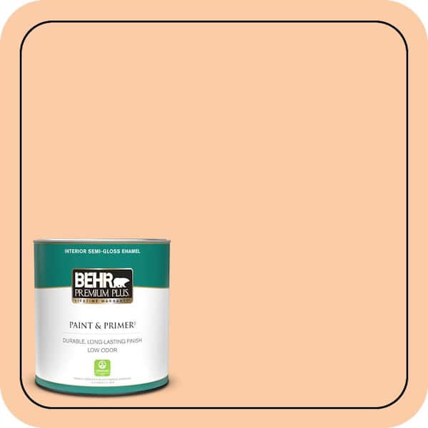 BEHR PREMIUM PLUS 1 qt. #270C-3 Coral Confection Semi-Gloss Enamel Low Odor Interior Paint & Primer