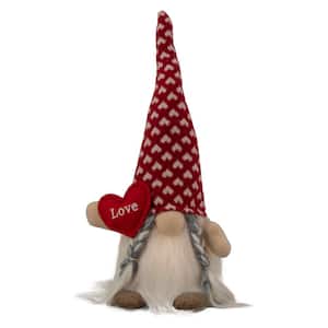 13 in. Lighted Girl Valentine's Day Gnome with Love Heart