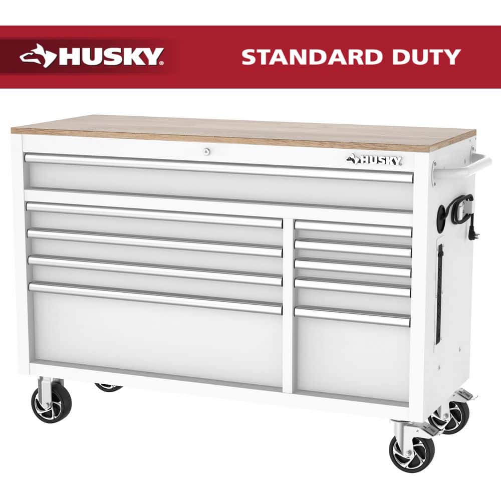 Husky Modular Tool Storage 52 in. W White Mobile Workbench Cabinet