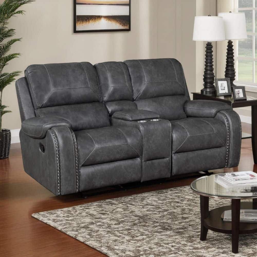 Benjara Dean 40 in. Faux Leather 2-Seater Tight Back Loveseat in