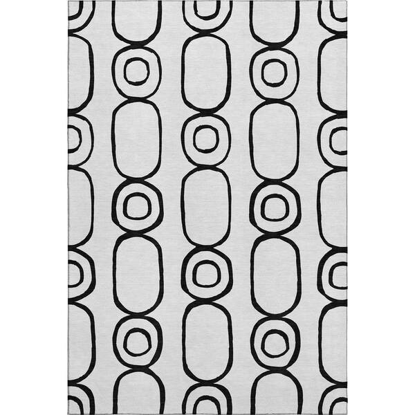 Mayfield Premium Machine Washable Abstract AMF2344 White 5 ft. x 7 ft. 6 in. Area Rug
