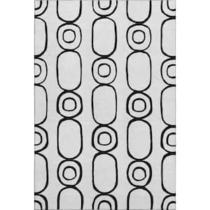 Mayfield Premium Machine Washable Abstract AMF2344 White 8 ft. x 10 ft. Area Rug