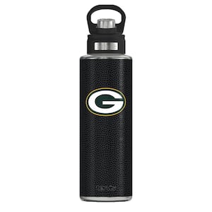 NFL GB PACKERS LOGO BK 40OZ Wide Mouth Water Bottle Powder Coated Stainless Steel Standard Lid