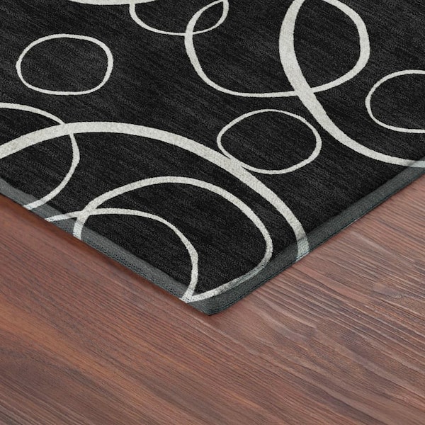 Mayfield Premium Machine Washable Abstract AMF2407 Black 2 ft. x 3 ft. Accent Rug