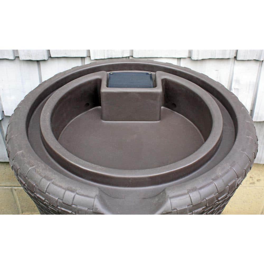 Dark Brown Wicker 50-Gallon Dual Spigot Rain Barrel Planter