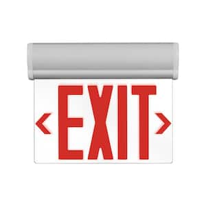 EXL220 Edge-Lit Integrated LED Emergency Exit Sign, Clear with Red Lettering