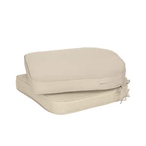 20 in. x 19 in. Rectangle Outdoor Dining Chair Seat Cushion Pads with Ties and Zipper in Khaki (2-Pack)