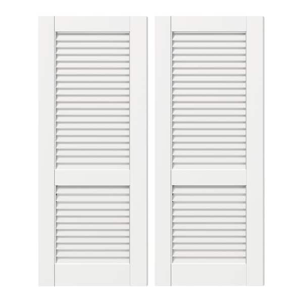 64 in. x 80 in. Louvered MDF, White Primed Wood, Painted Pre-Finished Door Panel Interior Door Slab Without Hinges