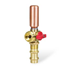 1/2 in. Press x 3/4 in. MHT Brass Washing Machine Replacement Valve with Hammer Arrestor Red- for Hot Water Supply