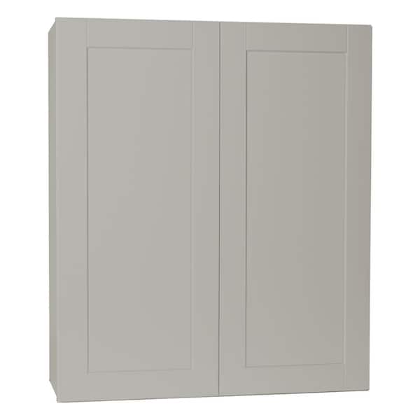 Hampton Bay Shaker 36 in. W x 12 in. D x 42 in. H Assembled Wall Kitchen Cabinet in Dove Gray