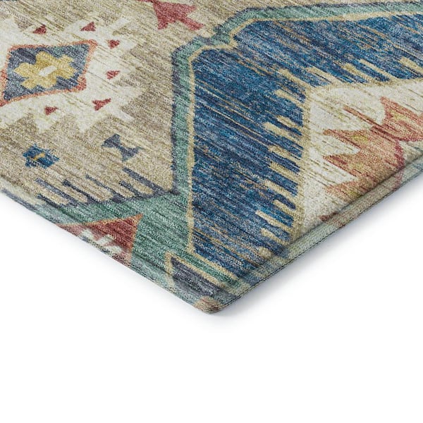 Mayfield Premium Machine Washable Abstract AMF2210 Navy 10 ft. x 14 ft. Area Rug