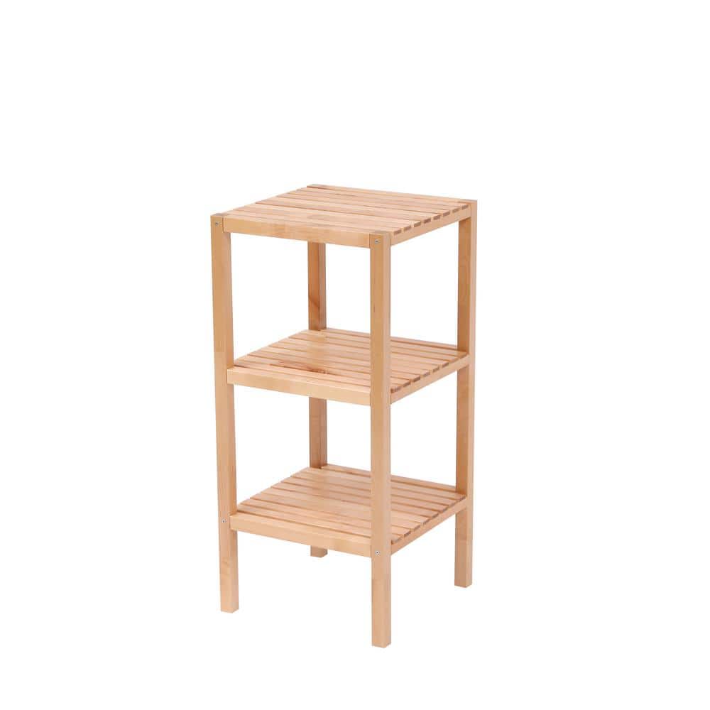 Bathroom 15 in. W x 31 in. H x 15 in. D Wood Rectangular Shelf Beige, 3-Tier Birch Bathroom ...