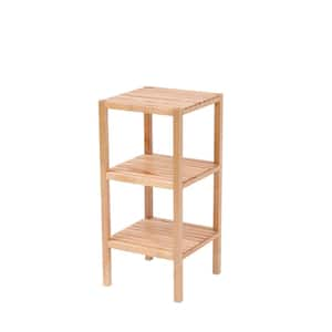 Bathroom 15 in. W x 31 in. H x 15 in. D Wood Rectangular Shelf Beige,3-Tier Birch Bathroom Shelf, Narrow Shelving Unit