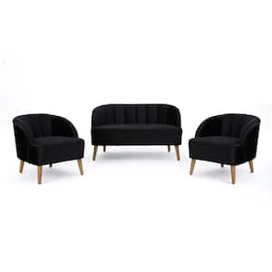 Amaia 3-Piece Black Living Room Sets