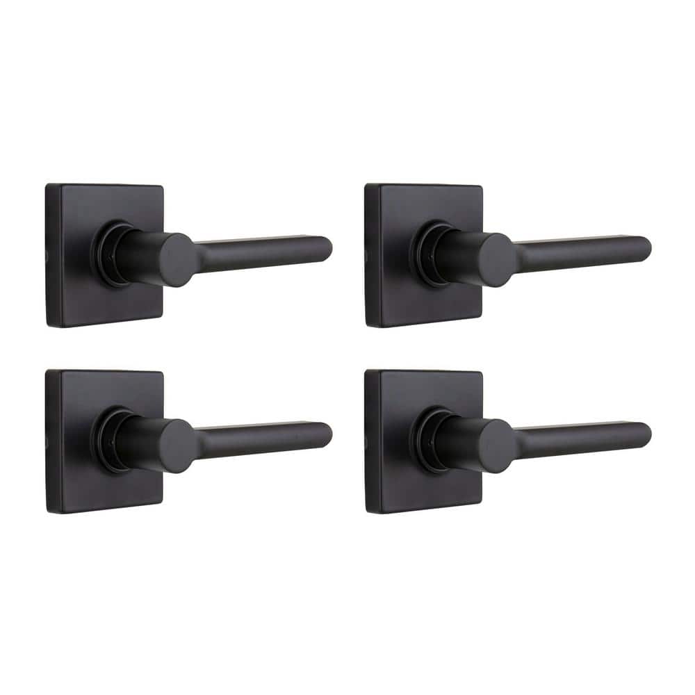 Tonebridge Matte Black Hall/Closet Door Lever with Square Rose (4-Pack)
