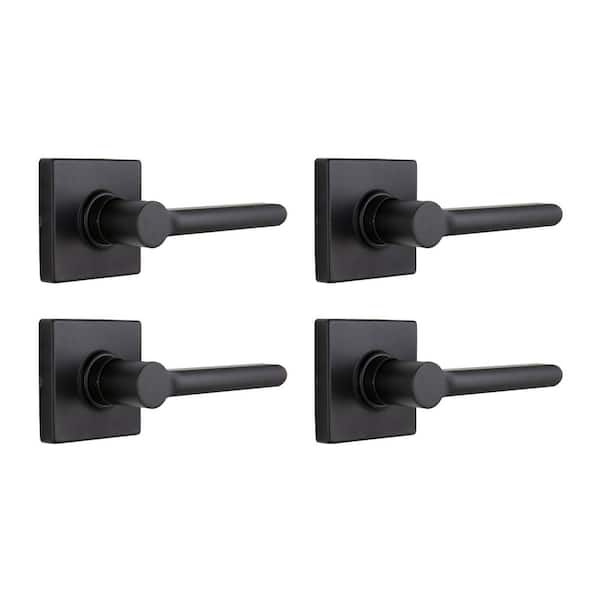 Defiant Tonebridge Matte Black Hall/Closet Door Lever with Square Rose (4-Pack)