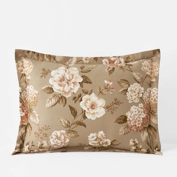 The Company Store Legends Hotel Blooming Flowers Cocoa Brown Wrinkle-Free Sateen King Sham