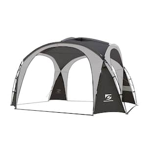 12 ft. x 12 ft. Gray Standard Pop Up Canopy UPF50 Plus Tent with Side Wall, Ground Pegs and Stability Poles, Sun Shelter