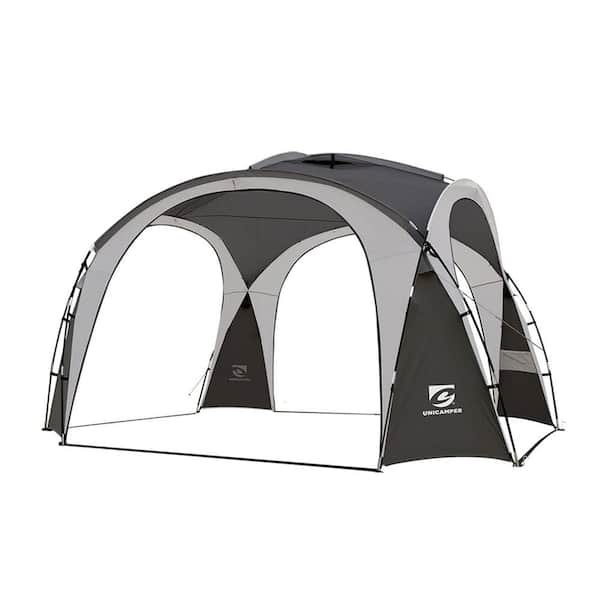 Sudzendf 12 ft. x 12 ft. Gray Standard Pop Up Canopy UPF50 Plus Tent with Side Wall, Ground Pegs and Stability Poles, Sun Shelter