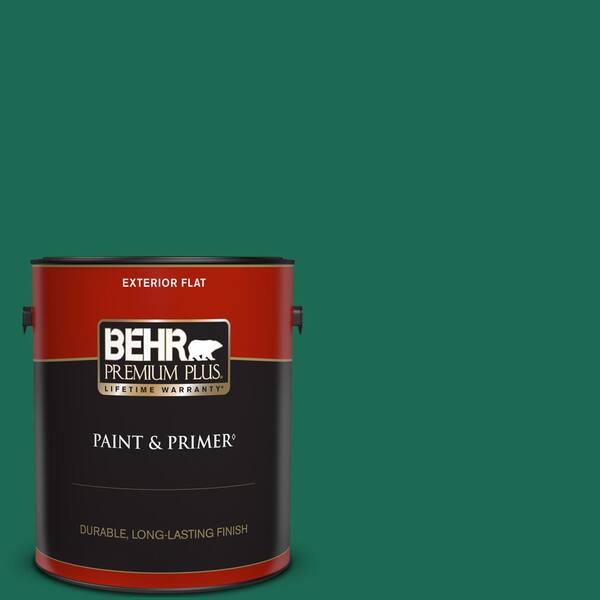 BEHR PREMIUM PLUS 1 gal. #480B-7 Clover Brook Flat Exterior Paint & Primer