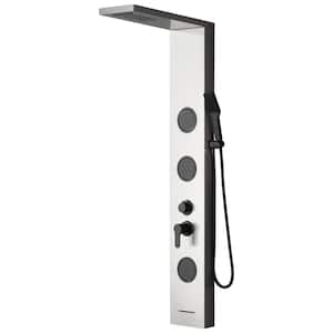 3-Jet Rainfall Shower Panel System with Rainfall Shower Head and Shower Wand in Black Nickel