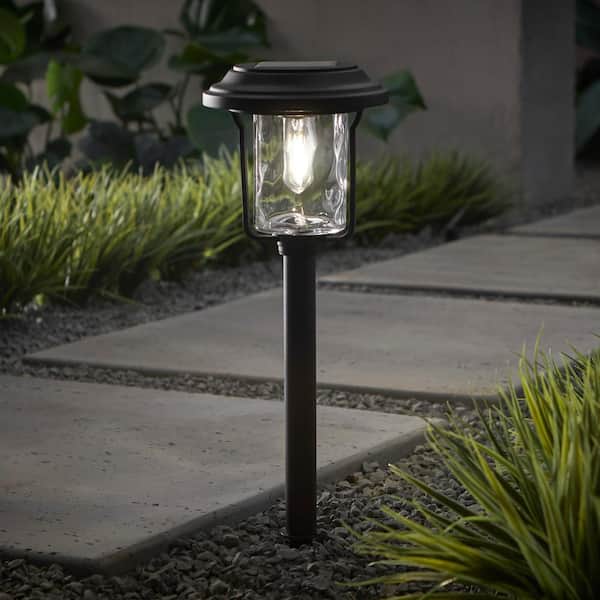 Hampton Bay Laurelview 14 Lumen Black LED Weather Resistant Outdoor Solar Path Light with Glass Lens (10-Pack)
