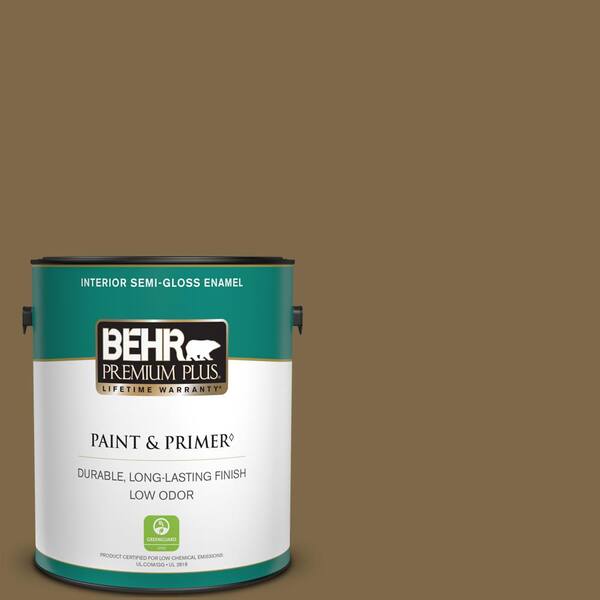 BEHR PREMIUM PLUS 1 gal. #320F-7 Fig Semi-Gloss Enamel Low Odor Interior Paint & Primer
