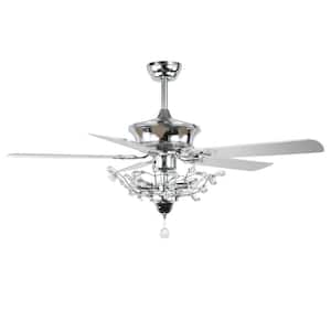 52 in. Chrome Crystal Ceiling Fan with Light Kit and Remote Control