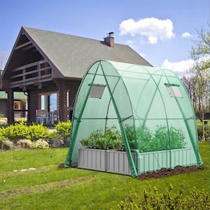6 ft. x 6 ft. x 6.6 ft. Green Portable Greenhouse with 2 Zippered Doors 2 Roll-Up Screen Windows
