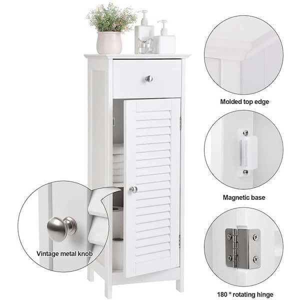 FENNVV Crevice Storage Cabinet with Drawer and Casters, Narrow Slim Storage  Tower Bathroom Storage Cabinet Waterproof Toilet Paper Storage Cabinet for