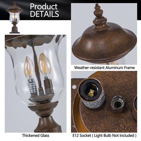 Staykiwi 2-Light Royal Bronze Aluminum Hard-Wired Vintage Outdoor